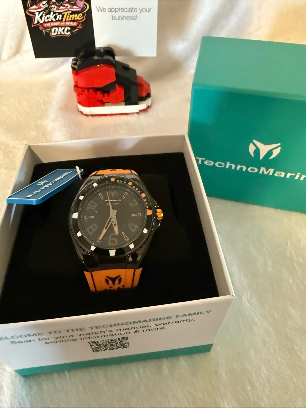 Technomarine Orange and Black Sport Watch with Bold Silicone Strap